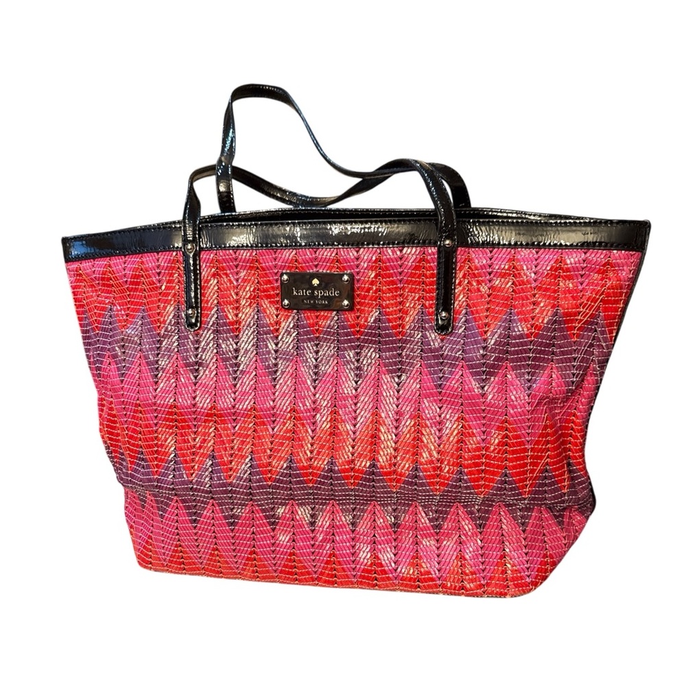 Kate Spade Beverly Breeze Pink and Black Patterned Tote - Picture 2 of 5